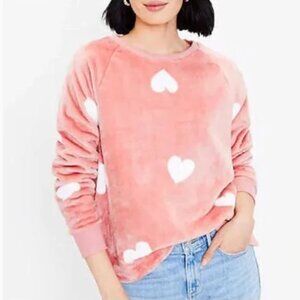 Loft Heart Faux Fur Sweater Size M- NEW